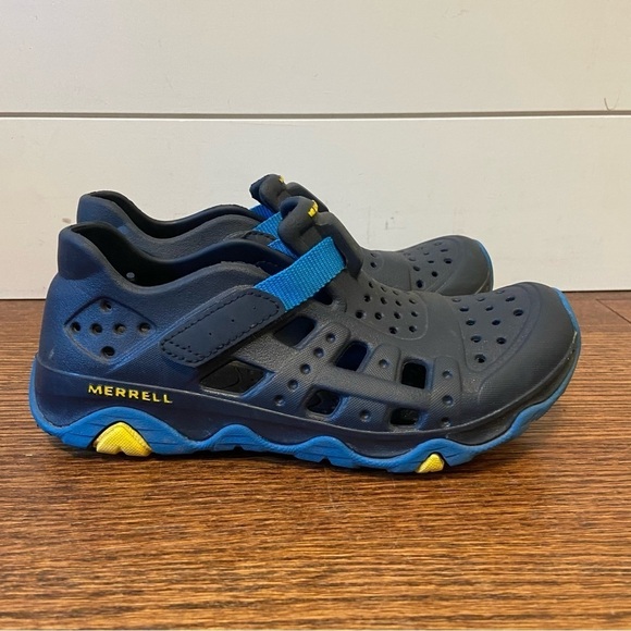 Merrell | Hydro Canyon Kids Water Friendly lightweight Sandal in Blue Size 2 - Picture 3 of 12